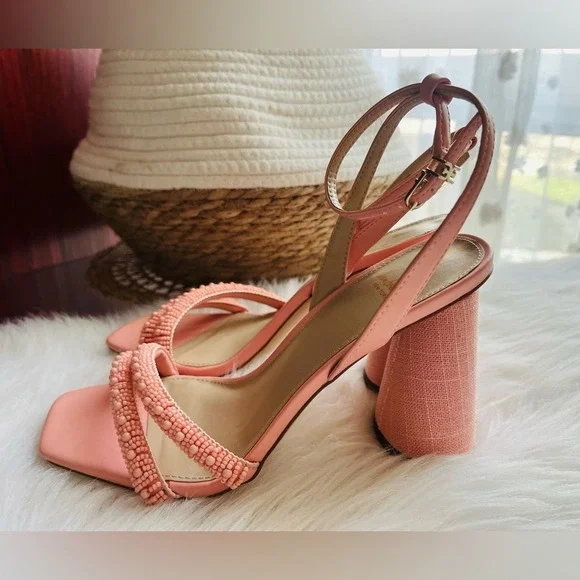 Sam Edelman Kia Block Heel Pink Size 6 Sandals Square Toe Ankle Strap - Picture 10 of 16